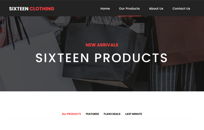 SIXTEEN CLOTHING STORE project screenshot